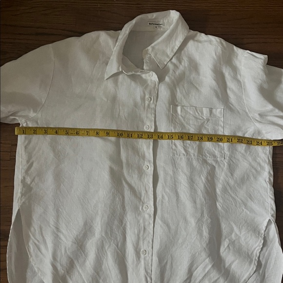 Reformation Andy Oversized Long Sleeve Button-Up Shirt White - Picture 12 of 13